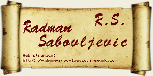 Radman Sabovljević vizit kartica